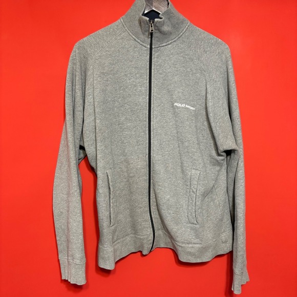 Polo Sport Ralph Lauren Mens Full Zip Track Jacket Gray Cotton Blend Large - Picture 1 of 8